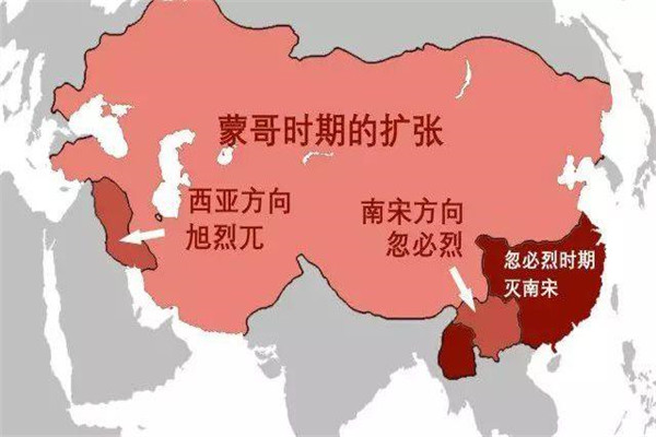 蒙古帝国 公元1260年解体 发展为元朝